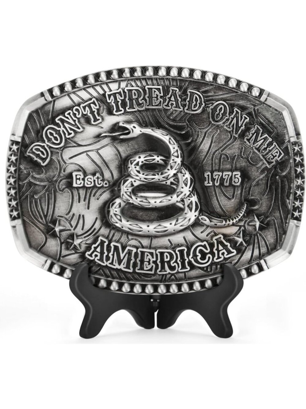 Men Rattlesnake-silver Vintage Cowboy Buckle American Flag Vaqueras Belt